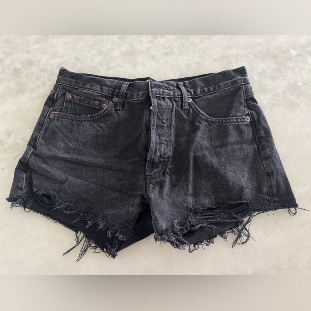 Agolde Black Jean Shorts Vintage Cut-Off Style